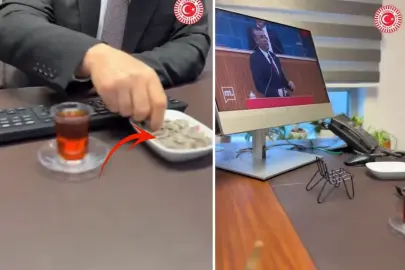 AK Partili vekil, Meclis'te çekirdek çitleyip Özgür Özel'i izledi