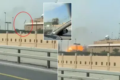 İran'ın Bahreyn'deki ABD donanma üssünü vurduğu anlar kamerada