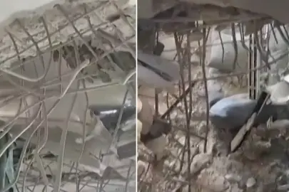 İsrail'in Hayfa kentinde şiddetli patlamalar yaşanıyor, füze evin çatısında patladı