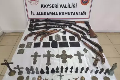 Kayseri'de tarihi obje, sikke ve silahların ele geçirildiği operasyonda 1 kişi yakalandı
