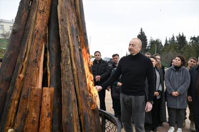 Azerbaycan Cumhurbaşkanı Aliyev, Hocavent'te Nevruz ateşini yaktı