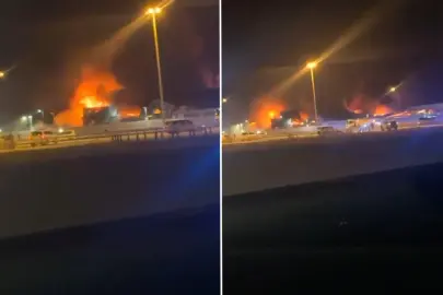 Bahreyn'deki ABD üssü alev alev yandı