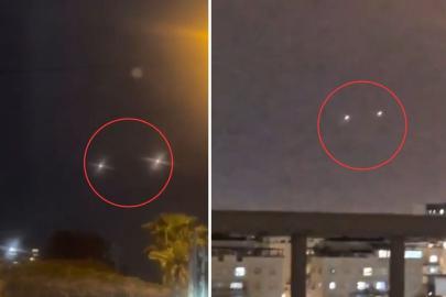 İsrail'de korku dolu gece! Hizbullah roketleri böyle görüntülendi