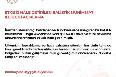 MSB: "Türk hava sahasına giren balistik füze imha edildi"