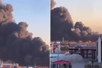 Tahran'ın batısında yangın, saldırı sonrası şehir duman altında