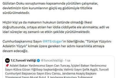 Adalet Bakanı Gürlek: Gülistan Doku soruşturması titizlikle sürdürülüyor