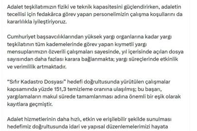 Adalet Bakanı Gürlek: Yargı süreçlerinde etkinlik ve verimlilik artıyor