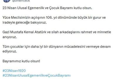 AK Parti'li Çelik: 23 Nisan Ulusal Egemenlik ve Çocuk Bayramı kutlu olsun