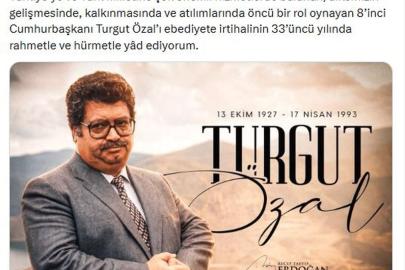 Cumhurbaşkanı Erdoğan, 8'inci Cumhurbaşkanı Özal'ı andı