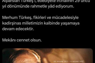 Cumhurbaşkanı Erdoğan, Alparslan Türkeş'i vefatının 29'uncu yıl dönümünde andı