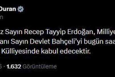 Cumhurbaşkanı Erdoğan, Bahçeli'yi kabul edecek