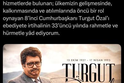 Cumhurbaşkanı Erdoğan, Turgut Özal'ı vefat yıl dönümünde andı