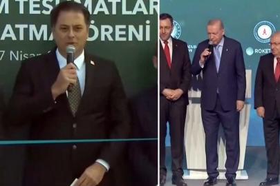 Cumhurbaşkanı Erdoğan'ın ROKETSAN'ın iki numarasına yaptığı uyarı törene damga vurdu
