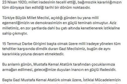 İçişleri Bakanı Mustafa Çiftçi'den 23 Nisan Mesajı