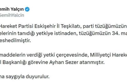 MHP'li Yalçın: Eskişehir İl Teşkilatı feshedildi