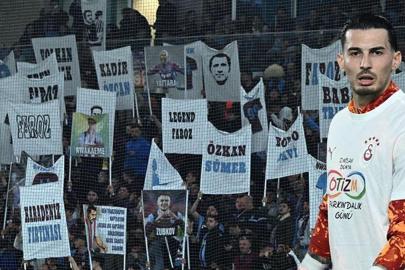 Tribünlerden yoğun tepki! Maç öncesi Trabzonspor taraftarından Uğurcan Çakır pankartı