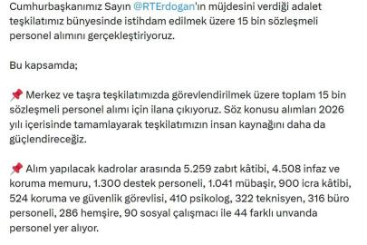 Bakan Gürlek: 15 bin sözleşmeli personel alımını gerçekleştiriyoruz