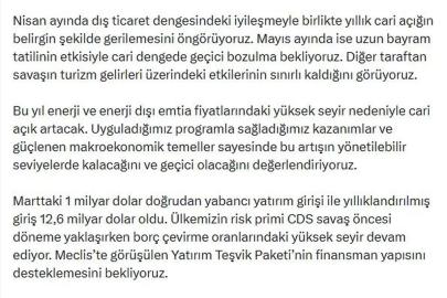 Bakan Şimşek'ten 'cari açık' değerlendirmesi