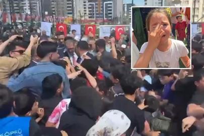 Çocuklara top ve oyuncak dağıtımı izdihama neden oldu
