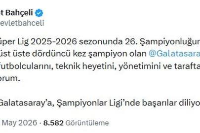 MHP Genel Başkanı Devlet Bahçeli, Galatasaray'ı tebrik etti
