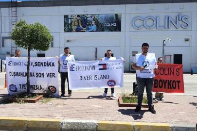 Öz İplik-İş'ten Uşak'ta Colin's önünde basın açıklaması
