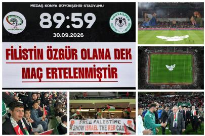 Konya’da Filistin dayanışması: Konyaspor-Filistin maçında 89.59’da anlamlı duruş